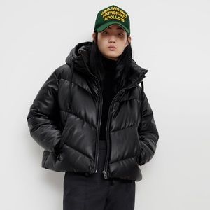 ZARA Faux Leather Puffer Jacket